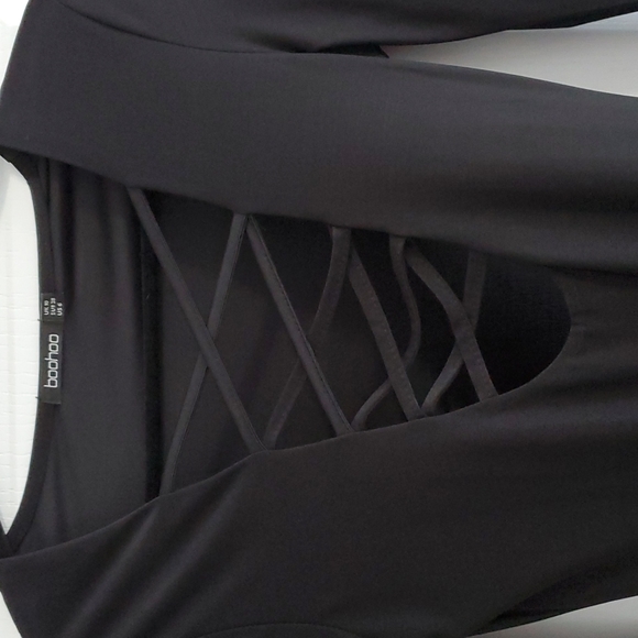 SEXY DEEP V CROSS LINK LONG SLEEVE BODYSUIT - Picture 2 of 2